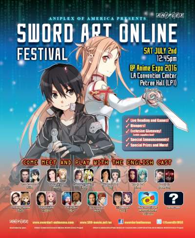 Aniplex of America to Host Sword Art Online Festival at Anime Expo 2016