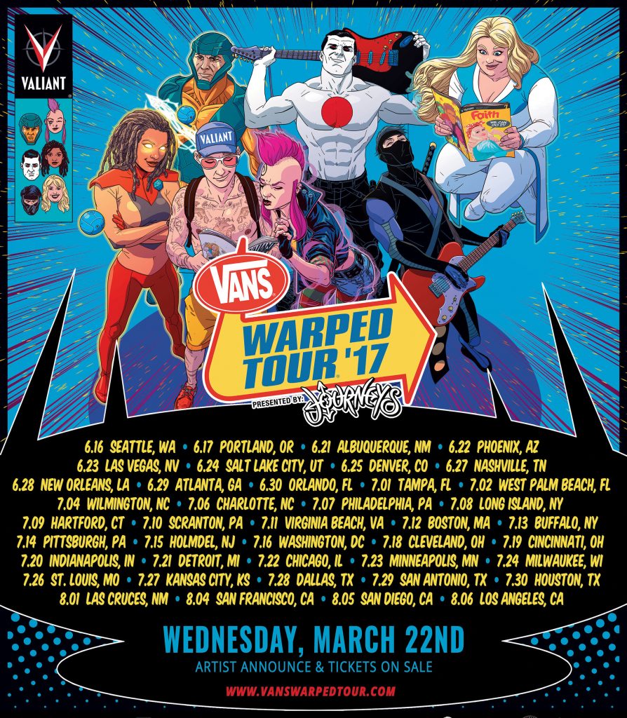 The Vans Warped Tour Presented by Journeys and Valiant Entertainment Team Up for 2017 Artwork and Branding
